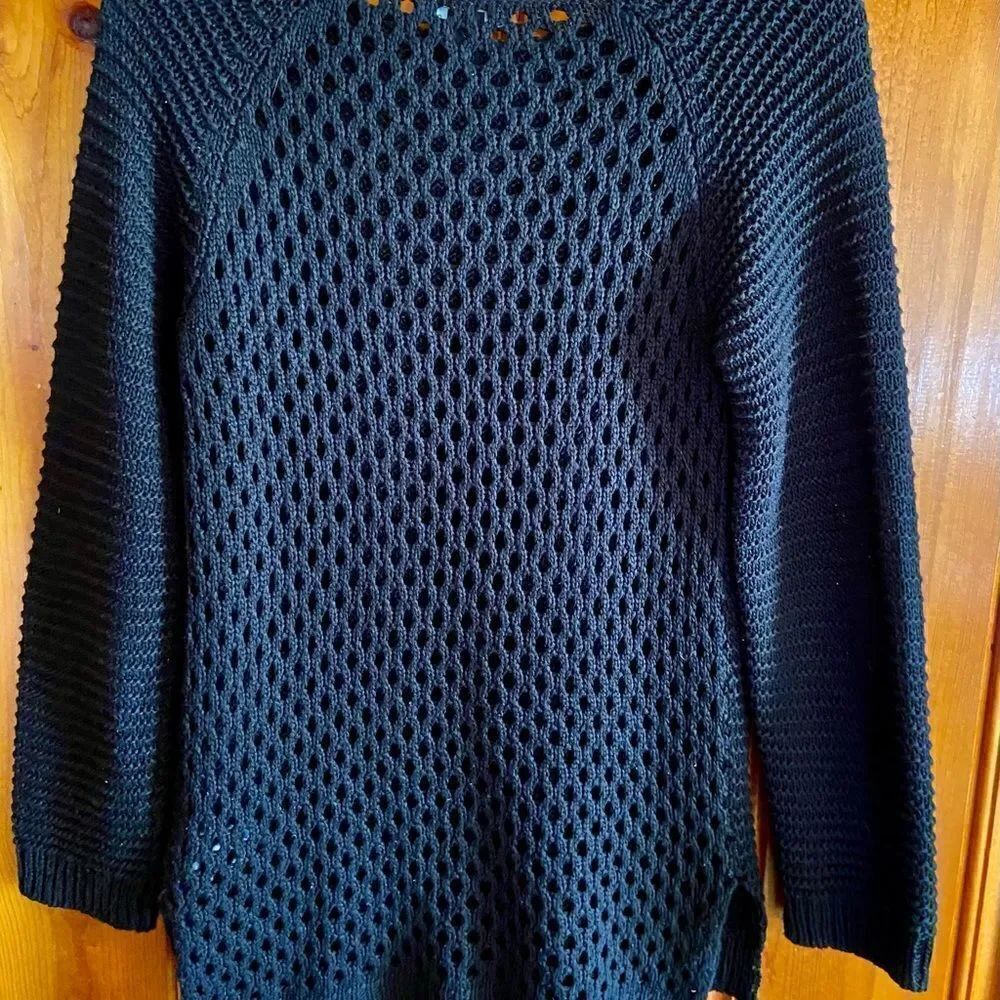 H&M Womens Black Loose Crochet Sweater Size XS